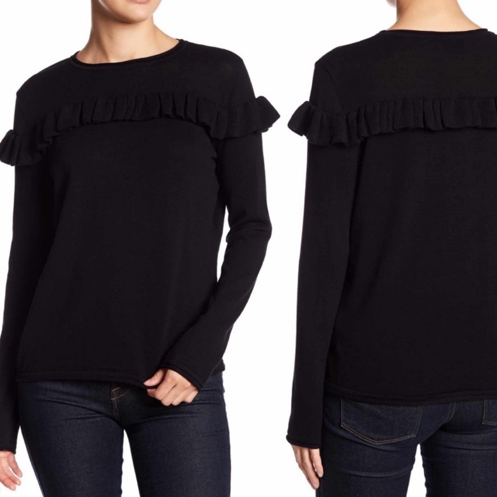Love Token Karson ruffle sweater black NWT medium
